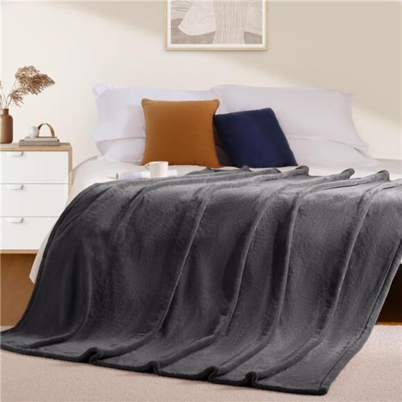 Fleece Throw Blanket for Couch Sofa or Bed Throw Size, Soft Fuzzy Plush - Picture 3 of 7